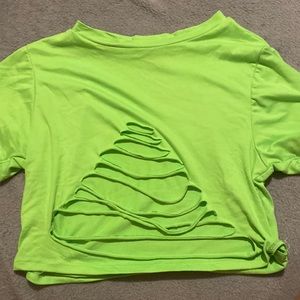 Green crop top open front